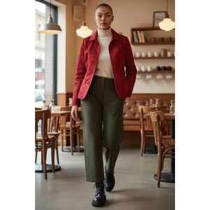 JG Hook Quilted Rose Pattern Jacket Red Size XL, Lightweight